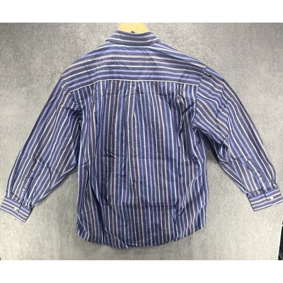 Alan Flusser Shirt Mens Large Gray Purple Button Down Long Sleeve Stripe Casual - Picture 4 of 5